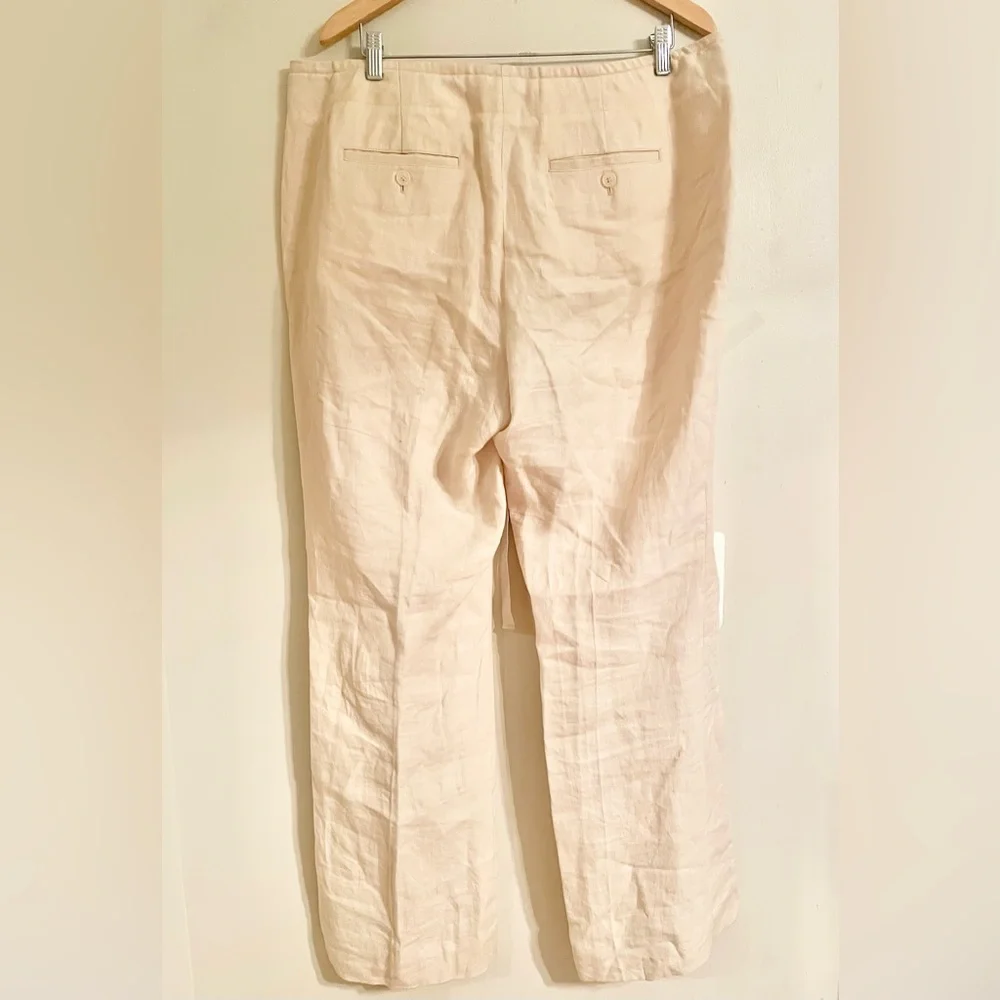 Talbot's: Classic Linen Trousers Cream Size 18W- EUC - Picture 2 of 9